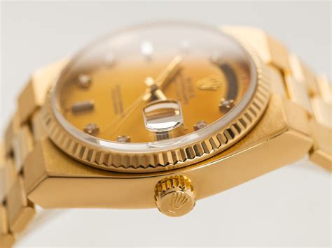 herrenuhr rolex oyster day-date quartz gelbgold ref.19018 n|rolex oyster quarters 19018.